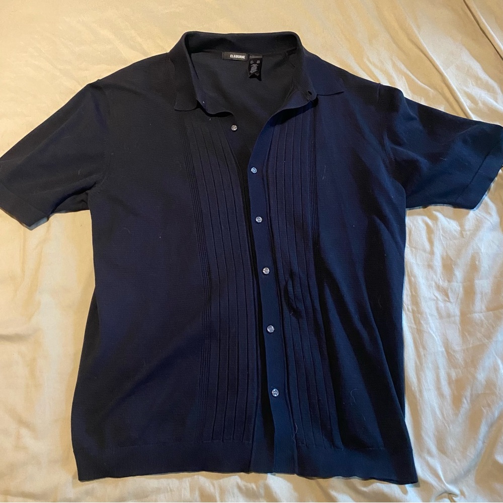 Claiborne Dark Blue Short Sleeve Polo